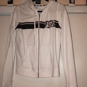Victoria Secret Pink white womens hooded zip up